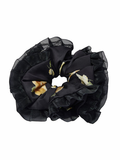 Nana Jacqueline Claudia Lace Ruffle Black Scrunchie Black