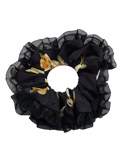 Nana Jacqueline Claudia Lace Ruffle Black Scrunchie Black
