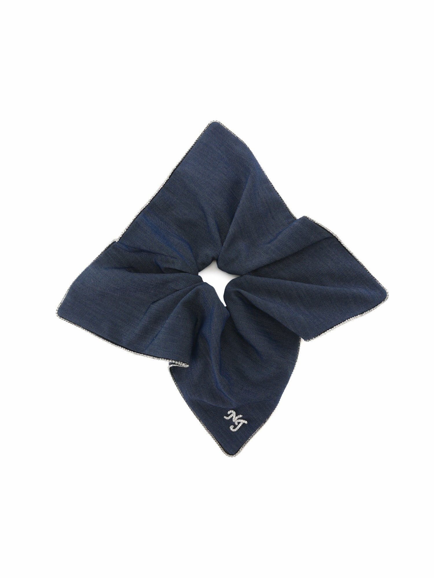 Nana Jacqueline Amara Crystal-Trim Denim Blue Hair Tie Blue