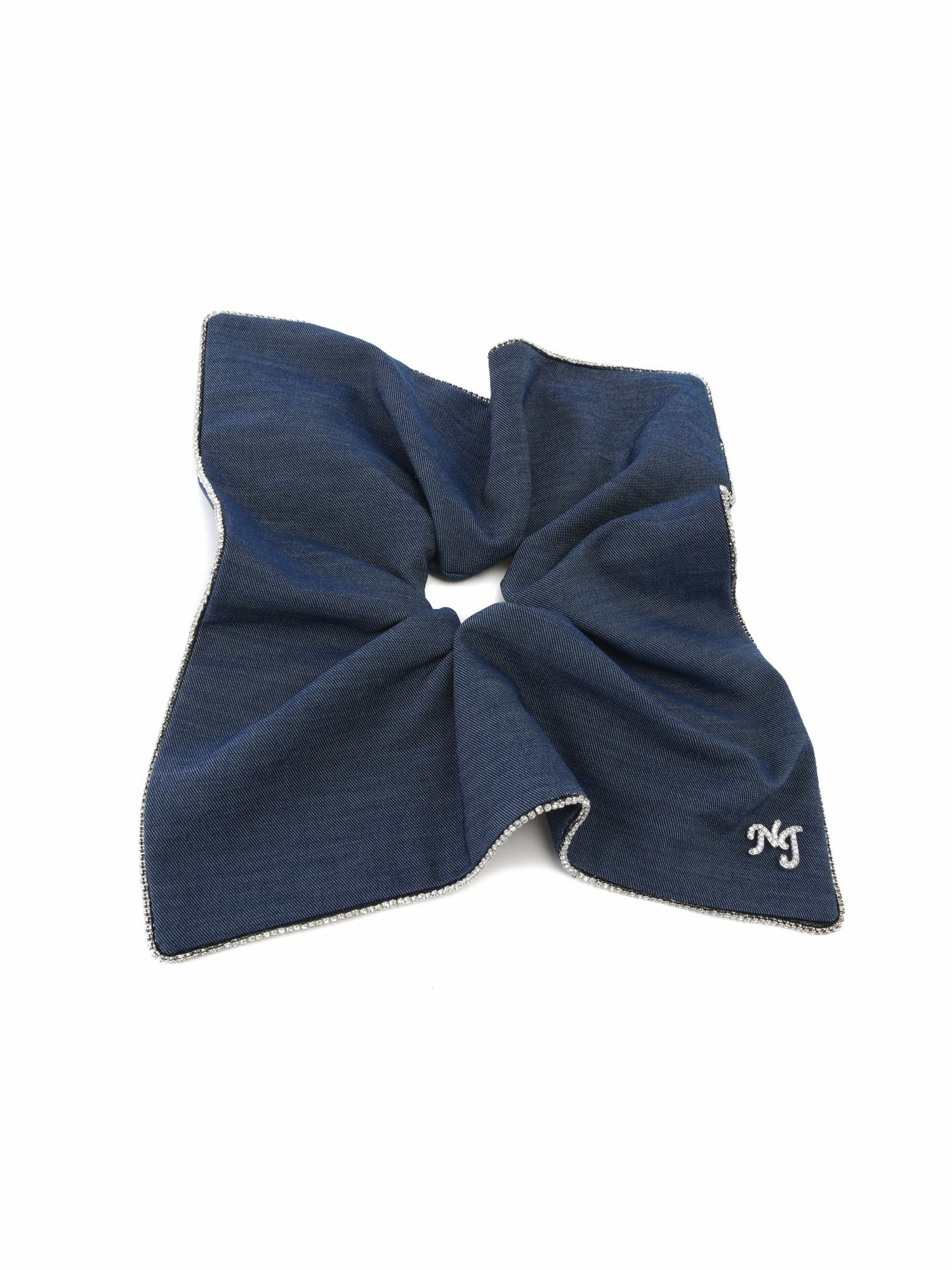 Nana Jacqueline Amara Crystal-Trim Denim Blue Hair Tie Blue