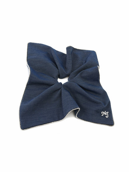 Nana Jacqueline Amara Crystal-Trim Denim Blue Hair Tie Blue