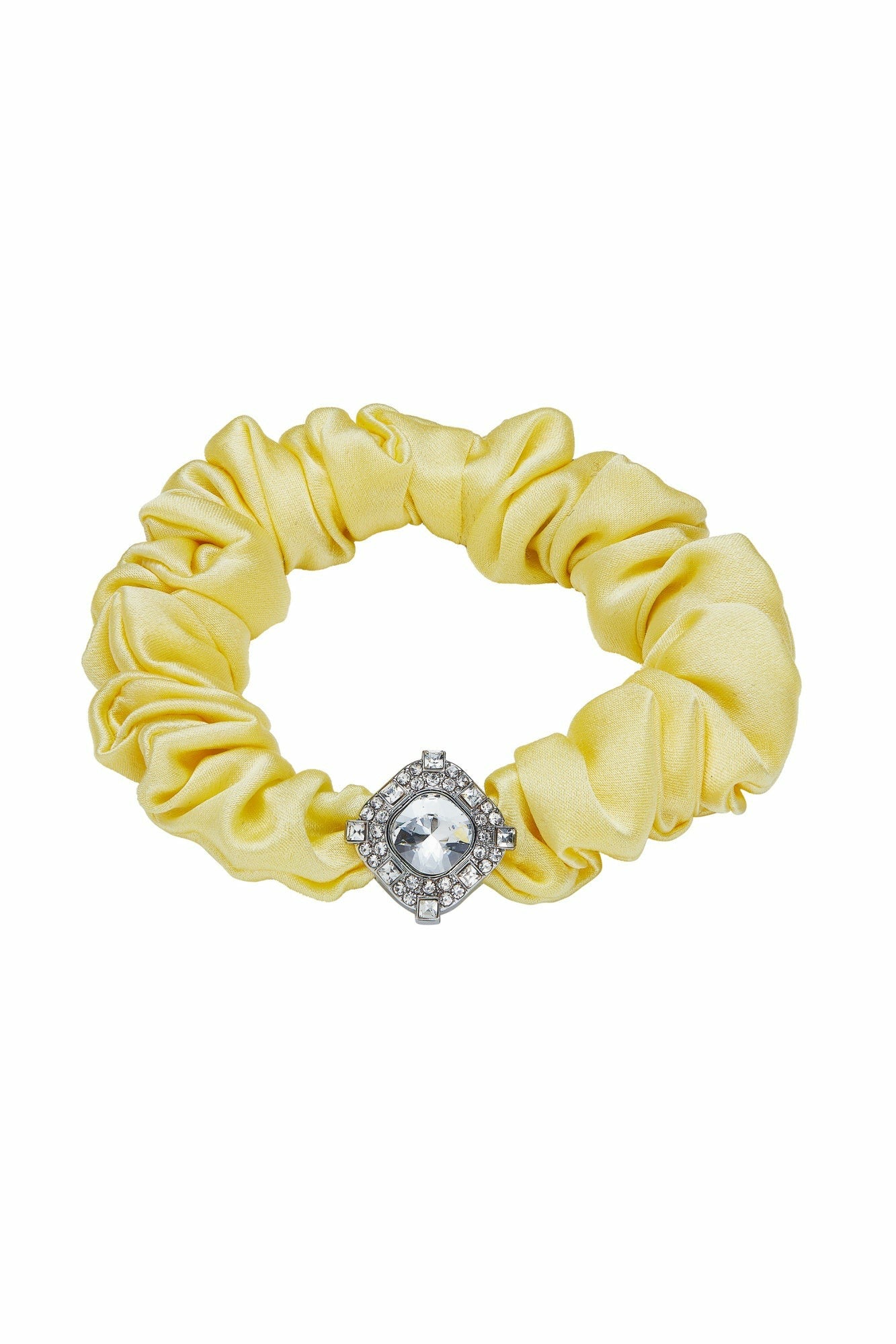 Nana Jacqueline Pastel Silk Scrunchie Set with Crystal Detail Yellow/Pink/Blue
