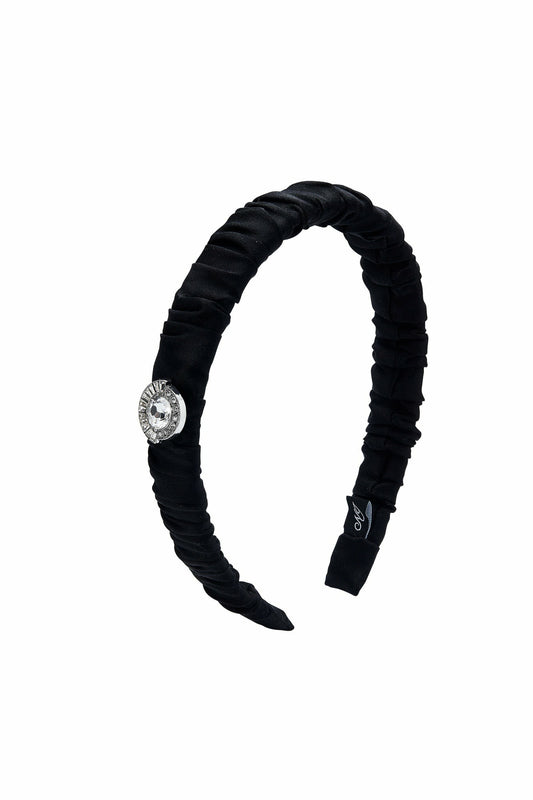 Nana Jacqueline Black Silk Headband with Crystal Detail Black