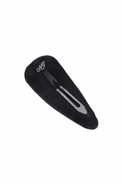 Nana Jacqueline Black Leather Hair Clip Set with Crystal Detail Black