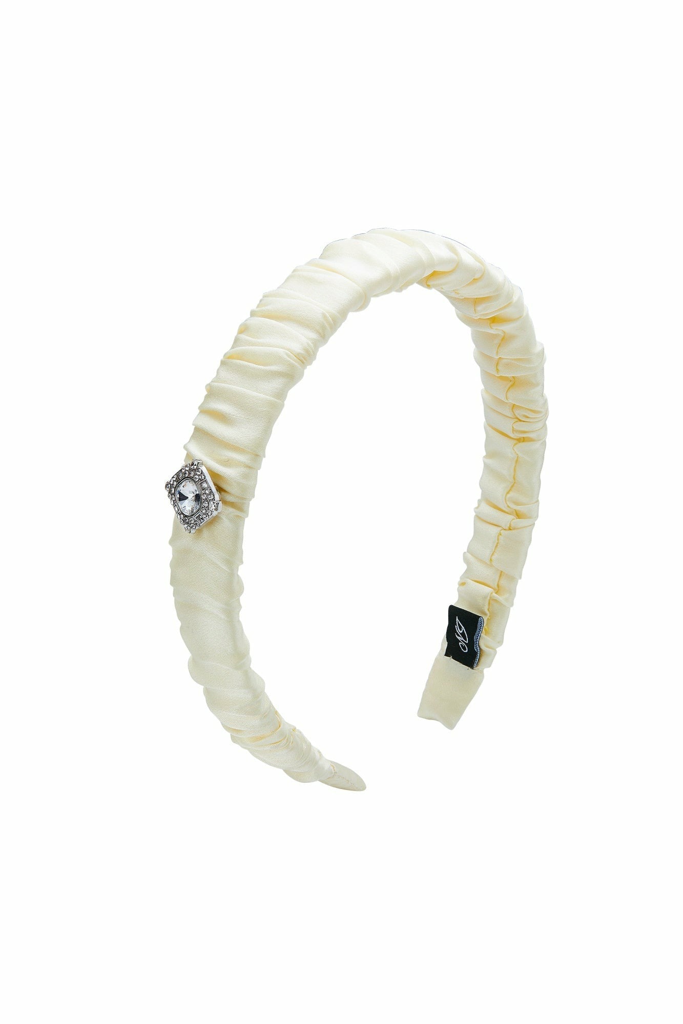 Nana Jacqueline White Silk Headband with Crystal Detail White