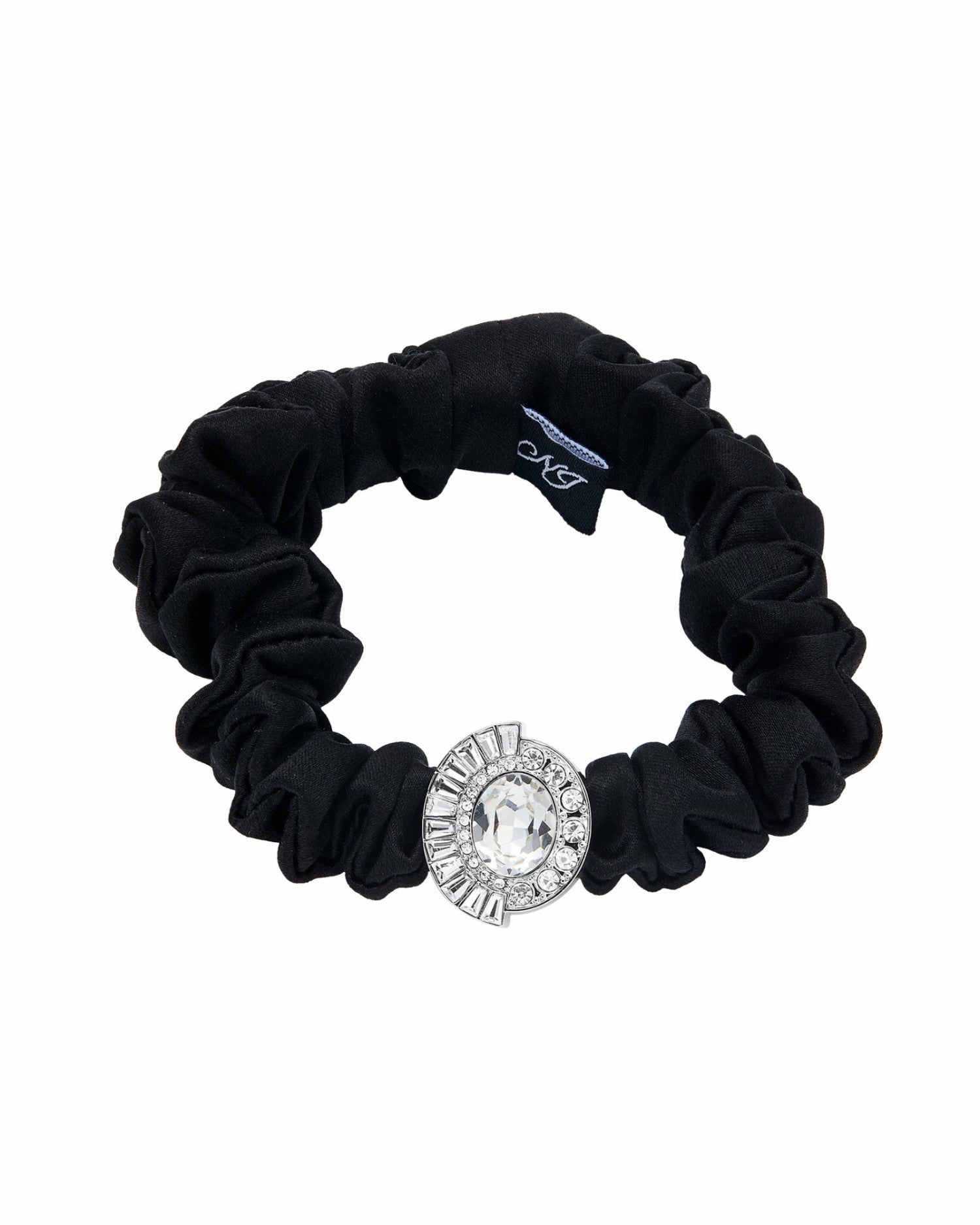 Nana Jacqueline Helene Crystal-Detail Silk Noir Scrunchie Set: Silk Scrunchie Set for Party Hairstyles White/Red/Black