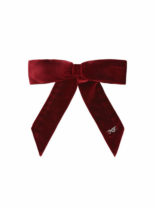 Nana Jacqueline Mia Velvet Bow: Red Hair Bow for Holiday Party Red