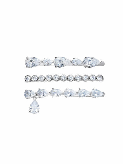 Nana Jacqueline Adriana Crystal Hair Clip Set White
