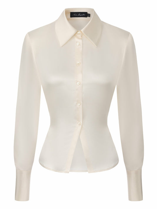 Nana Jacqueline Eva Tie-Back Satin Champagne Shirt Champagne