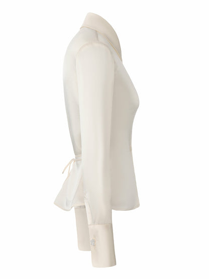 Nana Jacqueline Eva Tie-Back Satin Champagne Shirt Champagne