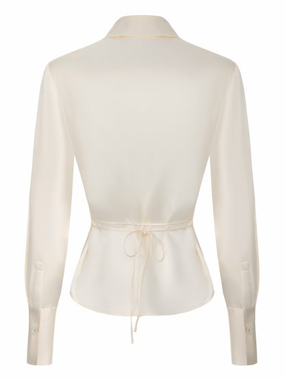 Nana Jacqueline Eva Tie-Back Satin Champagne Shirt Champagne