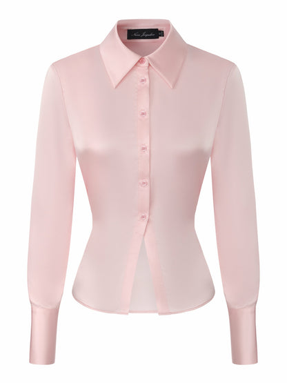 Nana Jacqueline Eva Tie-Back Satin Pink Shirt Pink