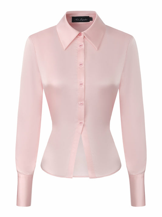 Nana Jacqueline Eva Tie-Back Satin Pink Shirt Pink