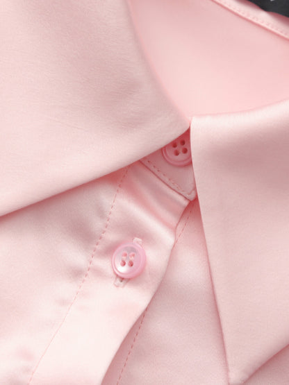 Nana Jacqueline Eva Tie-Back Satin Pink Shirt Pink