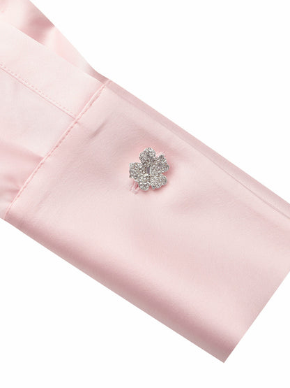 Nana Jacqueline Eva Tie-Back Satin Pink Shirt Pink