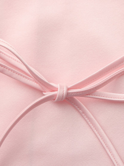 Nana Jacqueline Eva Tie-Back Satin Pink Shirt Pink