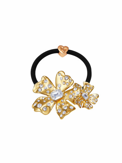 Nana Jacqueline Lilenne Floral Crystal Gold Hair Tie Gold