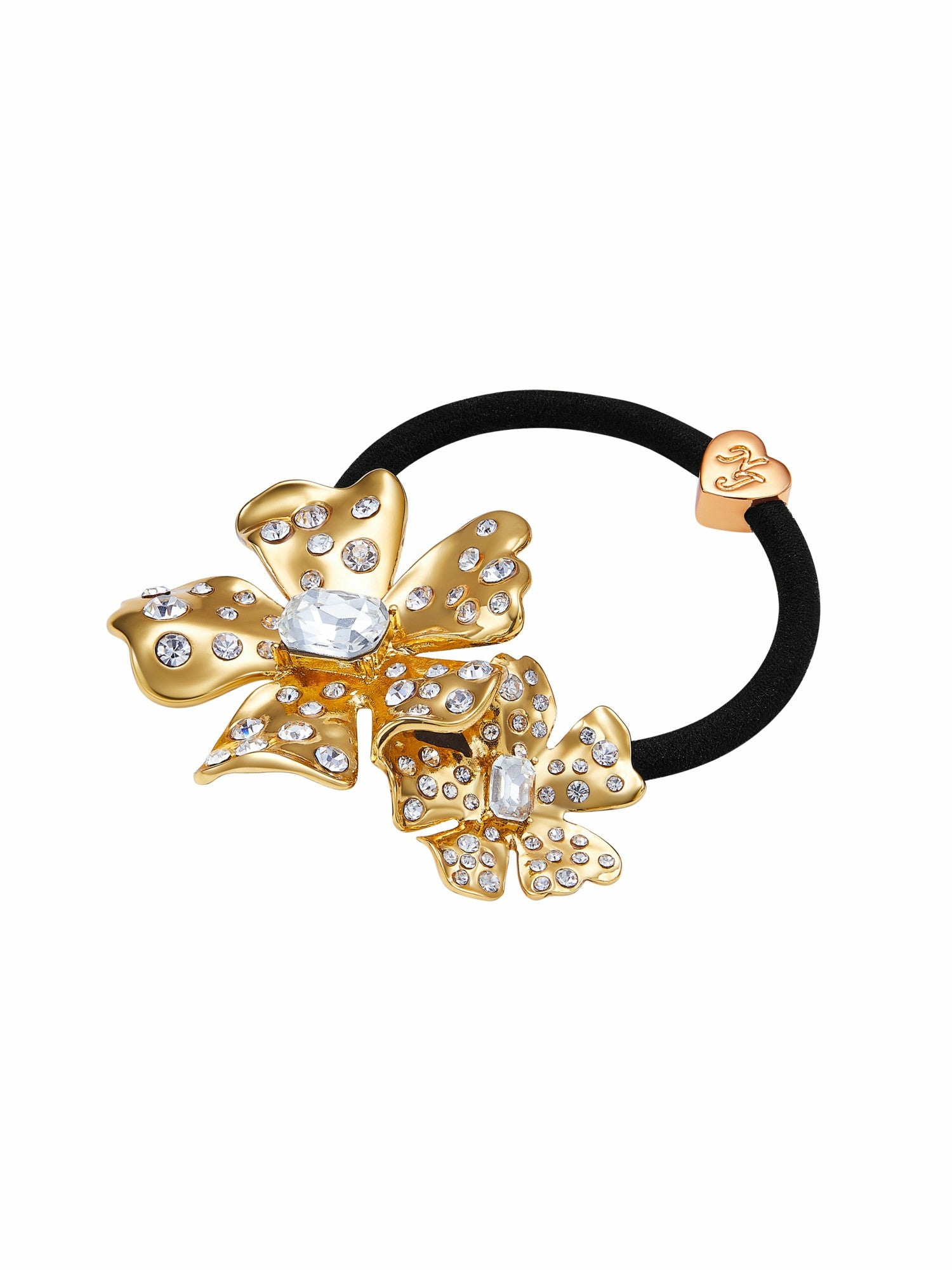 Nana Jacqueline Lilenne Floral Crystal Gold Hair Tie Gold