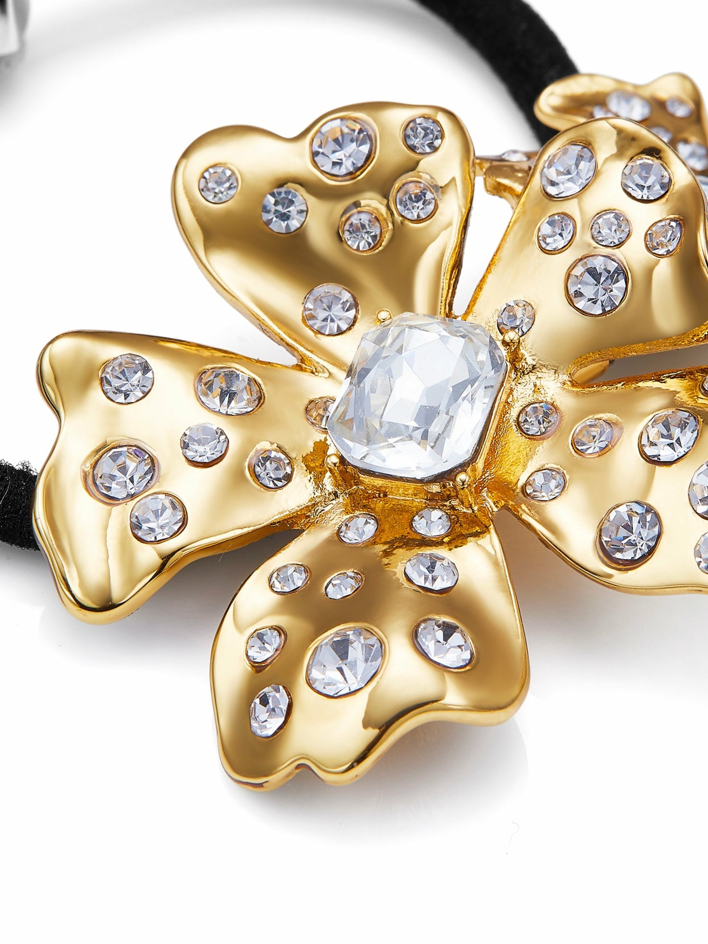 Nana Jacqueline Lilenne Floral Crystal Gold Hair Tie Gold