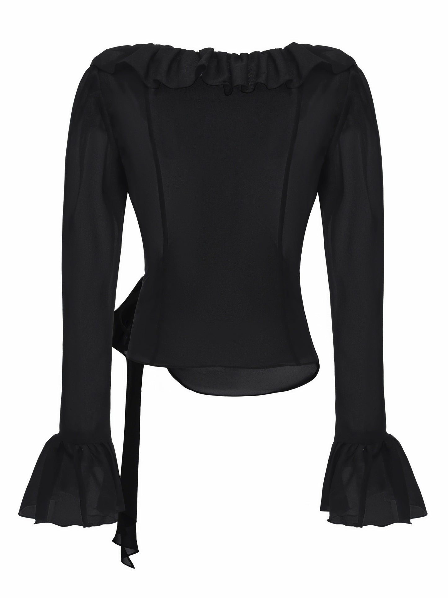 Nana Jacqueline Charlotte Ruffle V-Neck Black Wrap Top Black