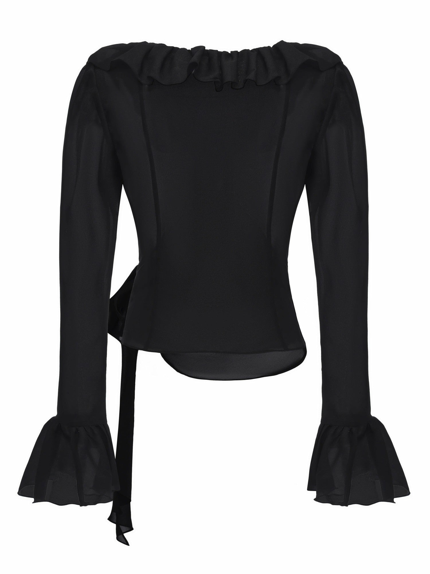 Nana Jacqueline Charlotte Ruffle V-Neck Black Wrap Top Black