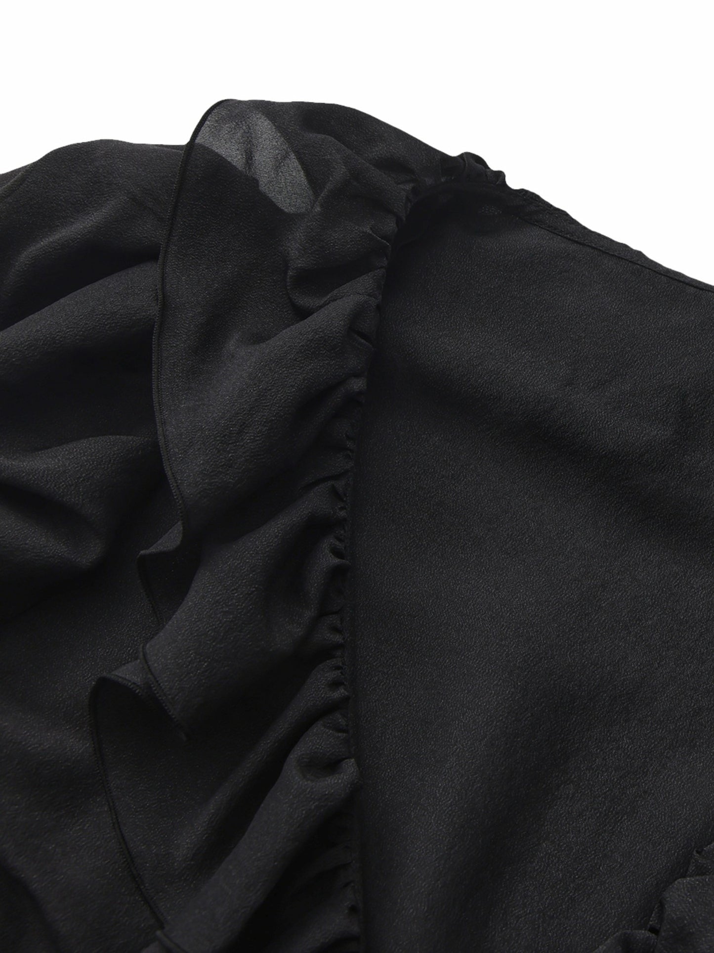 Nana Jacqueline Charlotte Ruffle V-Neck Black Wrap Top Black