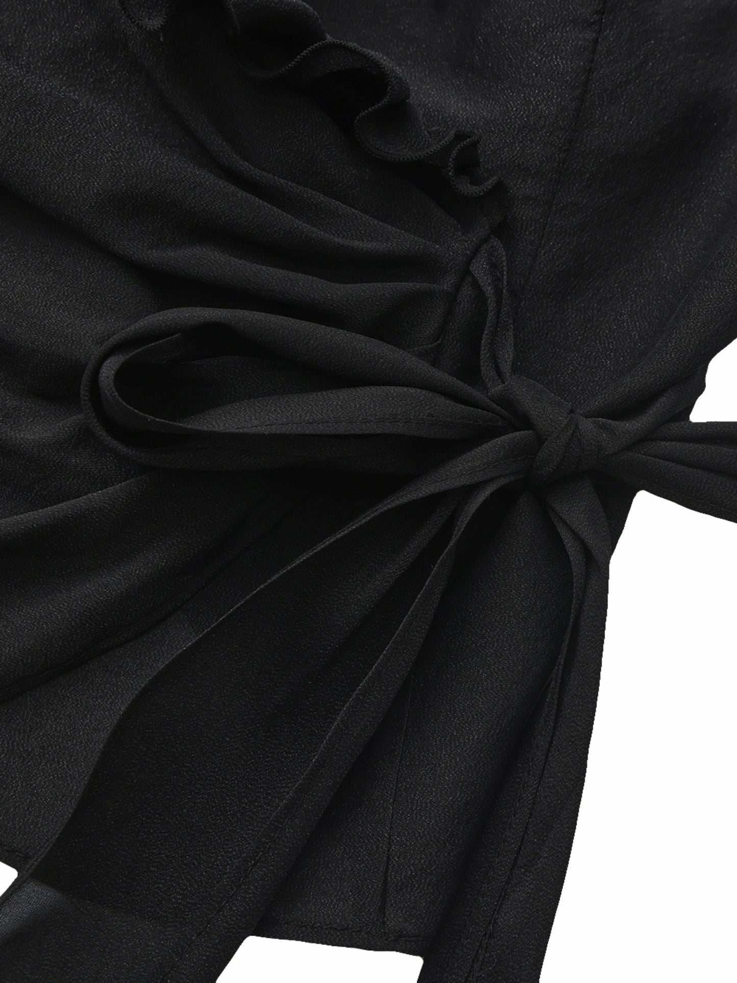 Nana Jacqueline Charlotte Ruffle V-Neck Black Wrap Top Black