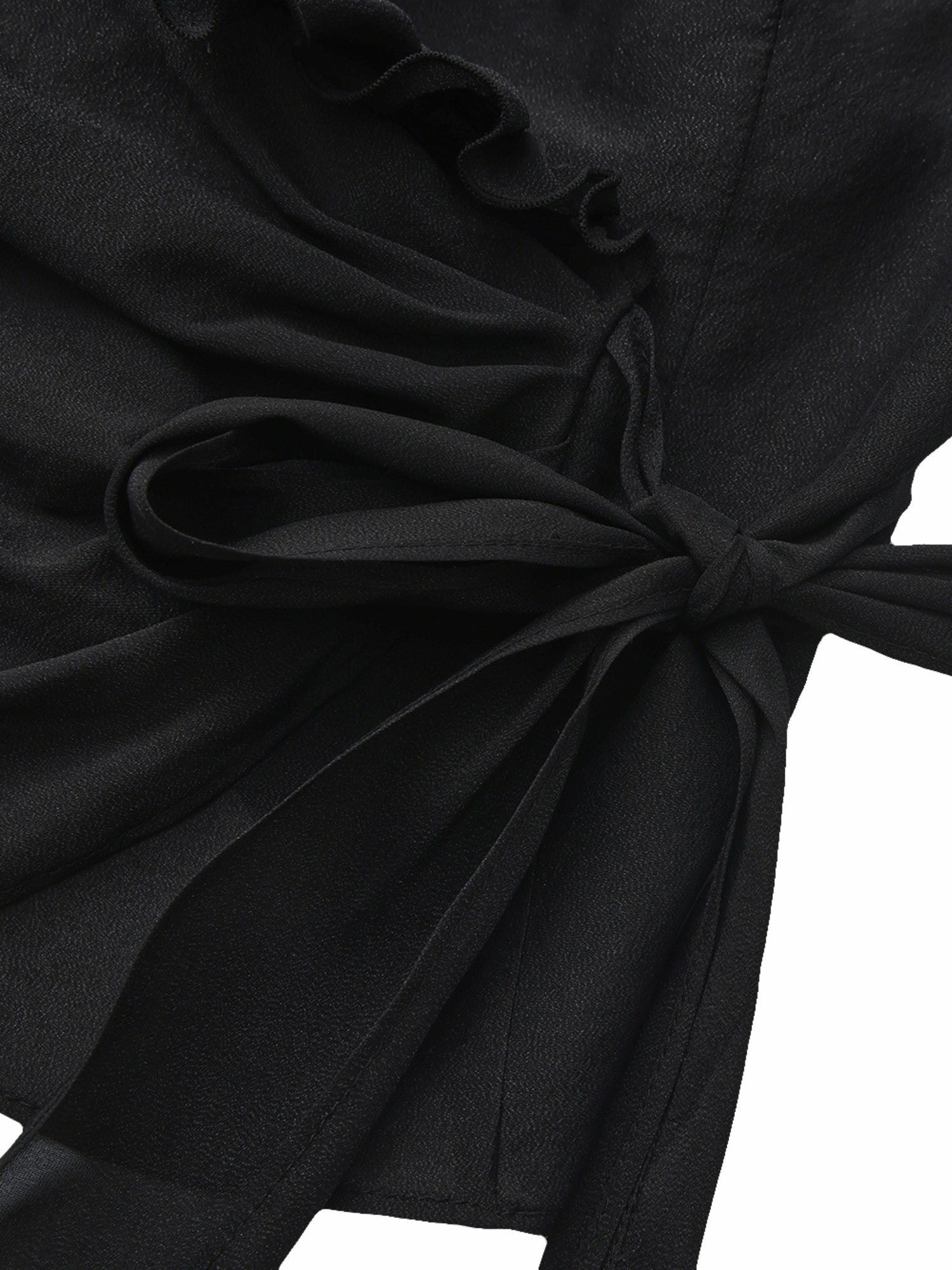 Nana Jacqueline Charlotte Ruffle V-Neck Black Wrap Top Black