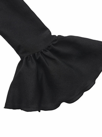 Nana Jacqueline Charlotte Ruffle V-Neck Black Wrap Top Black