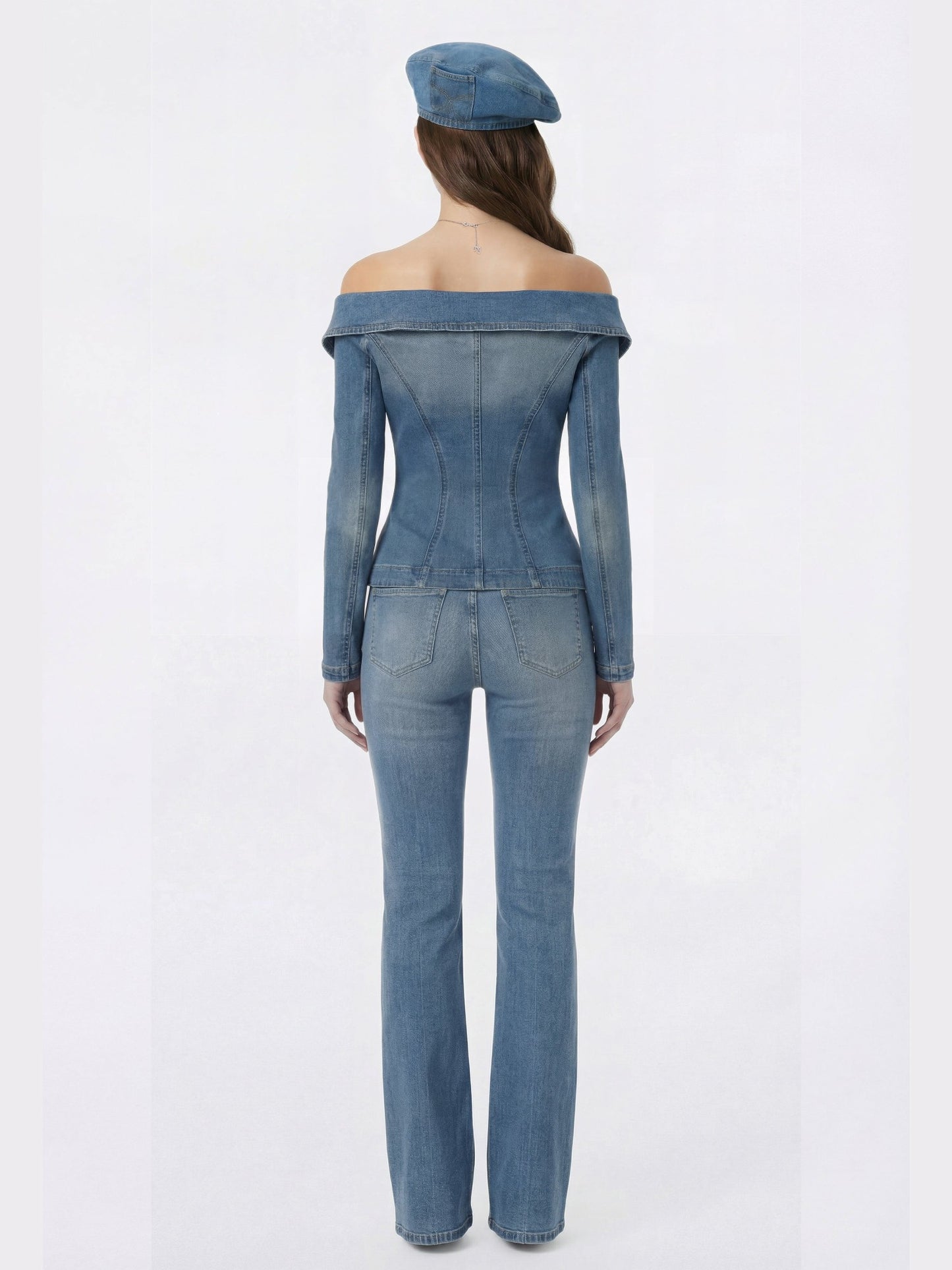 Nana Jacqueline Light Blue Denim Double-Breasted Tailored Top Light Blue