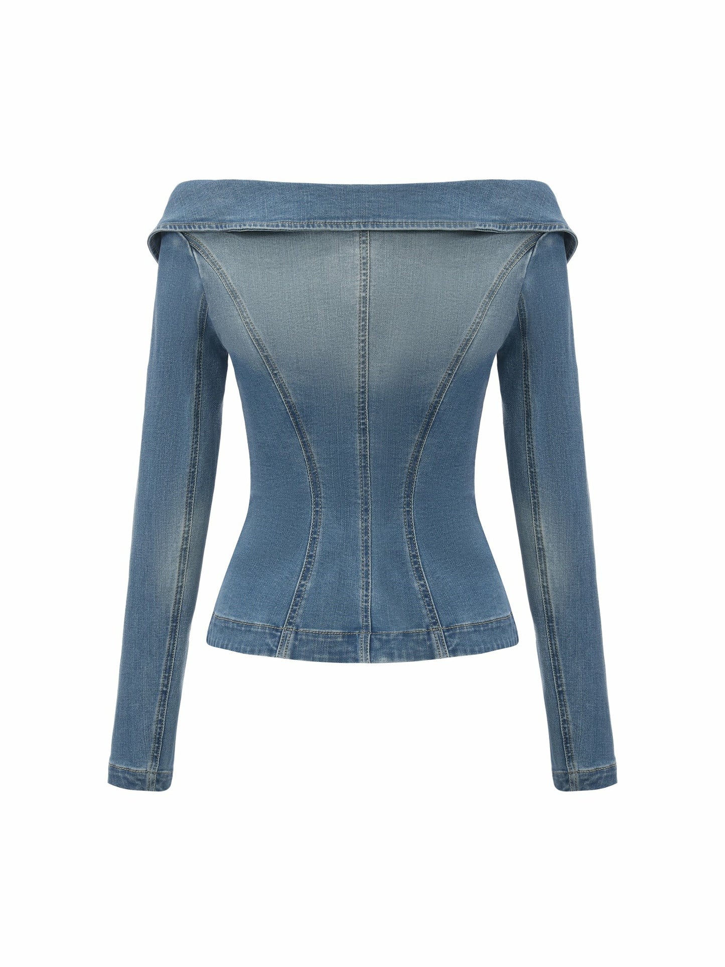 Nana Jacqueline Light Blue Denim Double-Breasted Tailored Top Light Blue