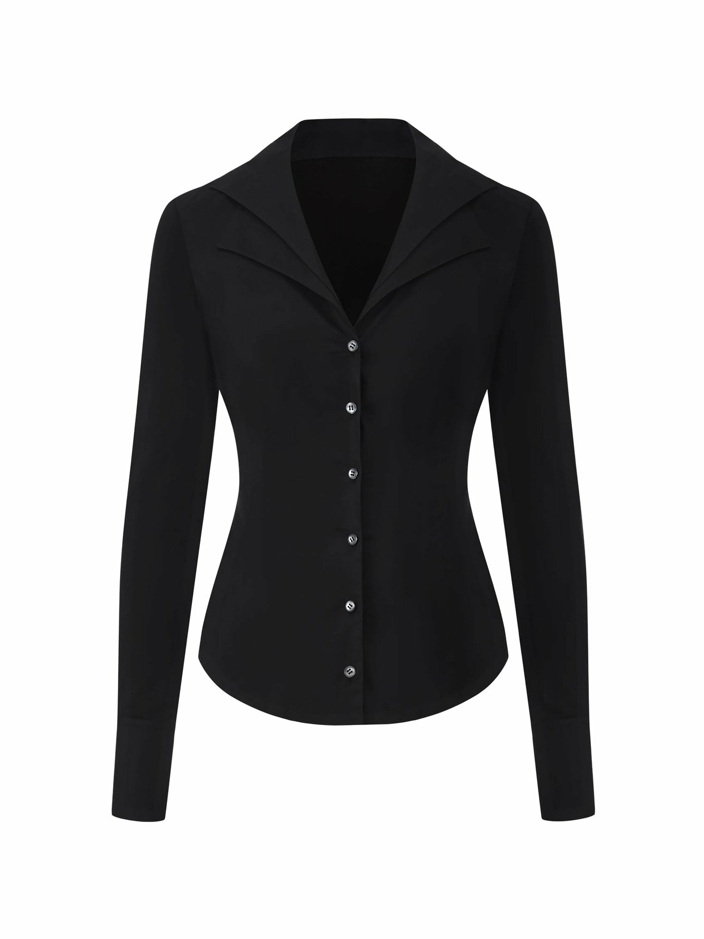 Nana Jacqueline Black Tailored Long Sleeve Button-Down Shirt Black