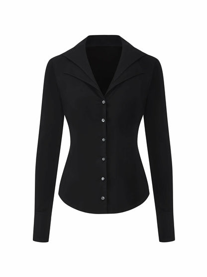 Nana Jacqueline Black Tailored Long Sleeve Button-Down Shirt Black