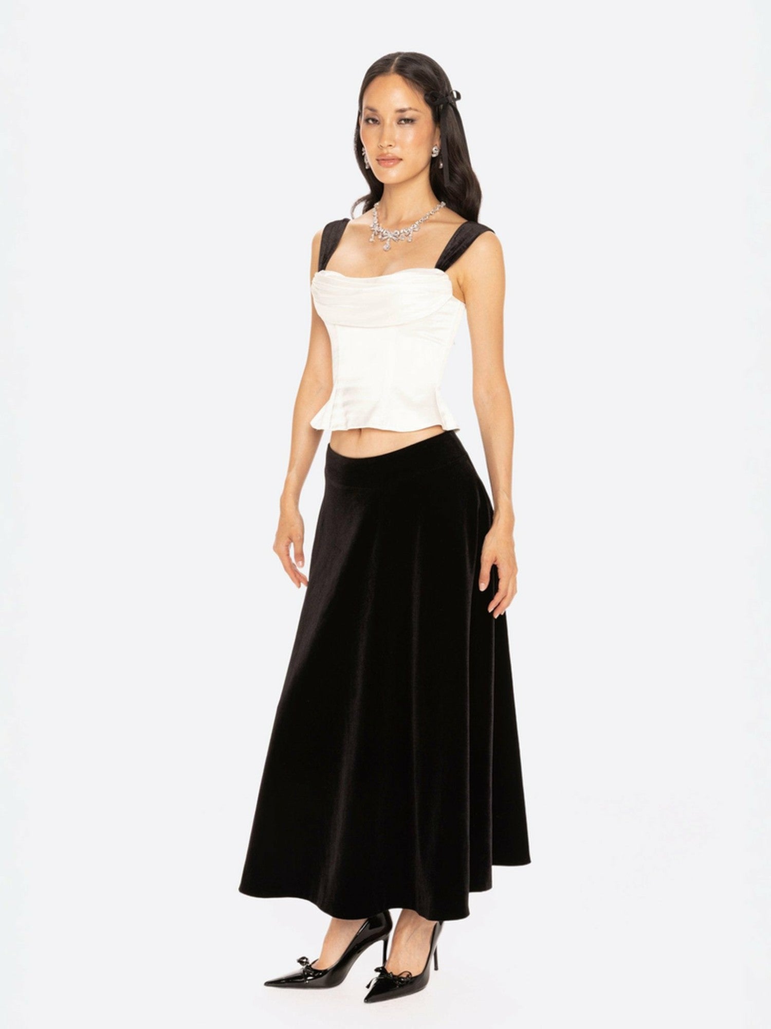 Nana Jacqueline Gia Bow Top: White Top for Date Night White