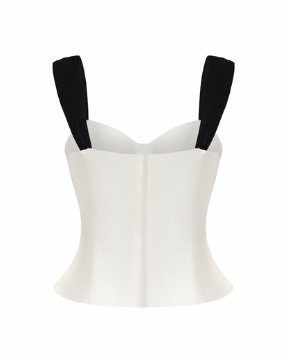 Nana Jacqueline Gia Bow Top: White Top for Date Night White