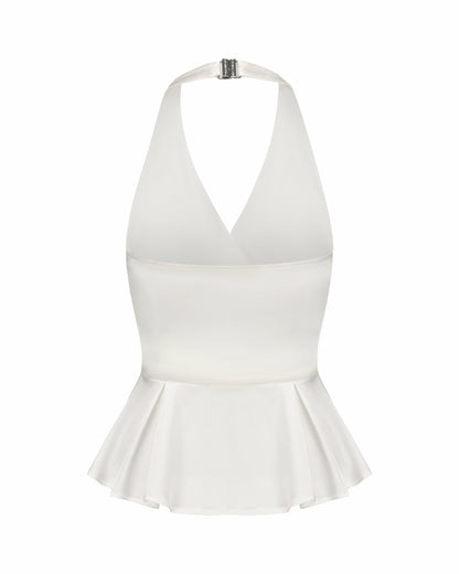 Nana Jacqueline Julisa Top: White Satin Top for Engagement Party White