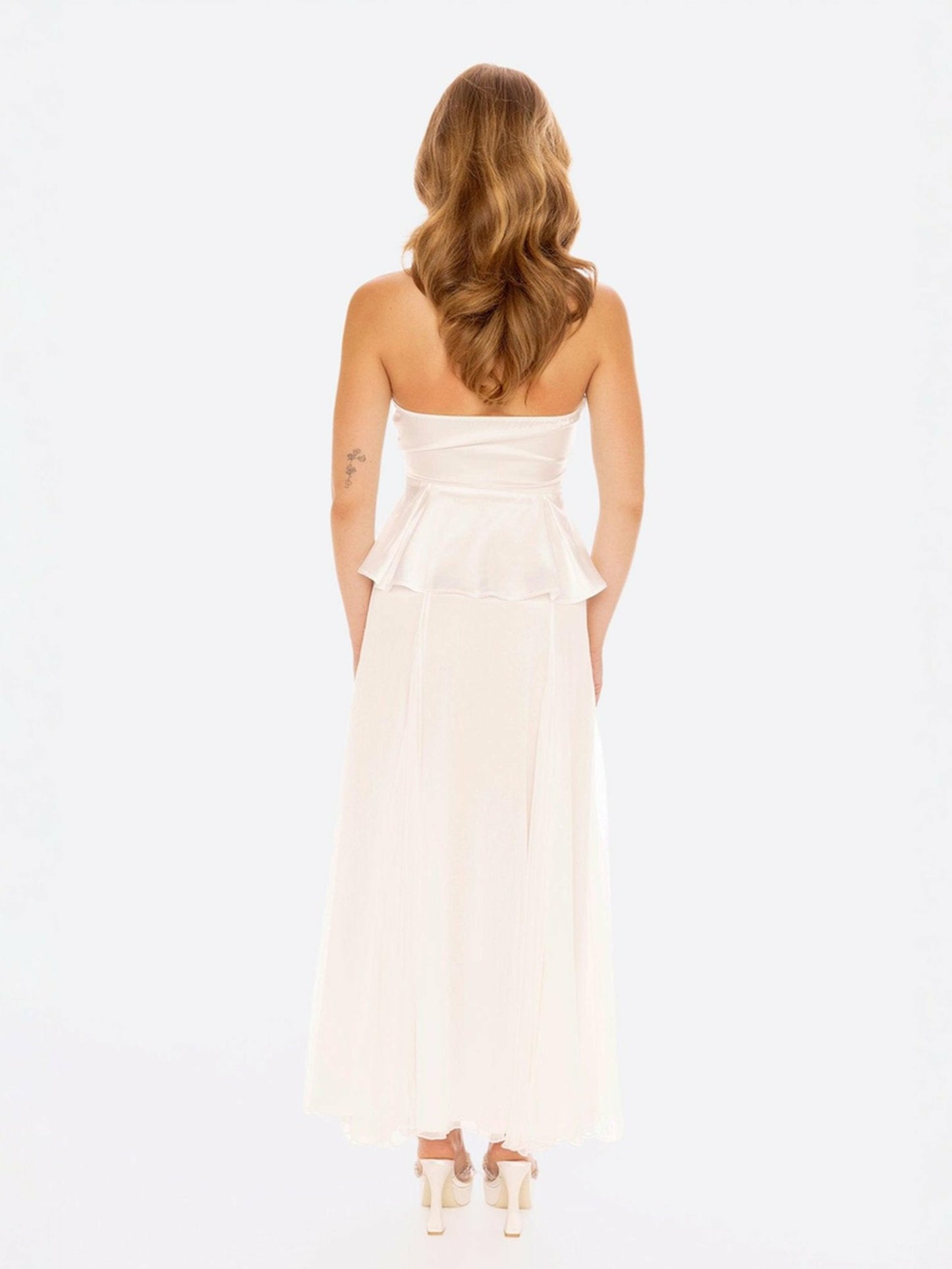 Nana Jacqueline Julisa Top: White Satin Top for Engagement Party White