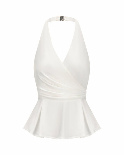 Nana Jacqueline Julisa Top: White Satin Top for Engagement Party White