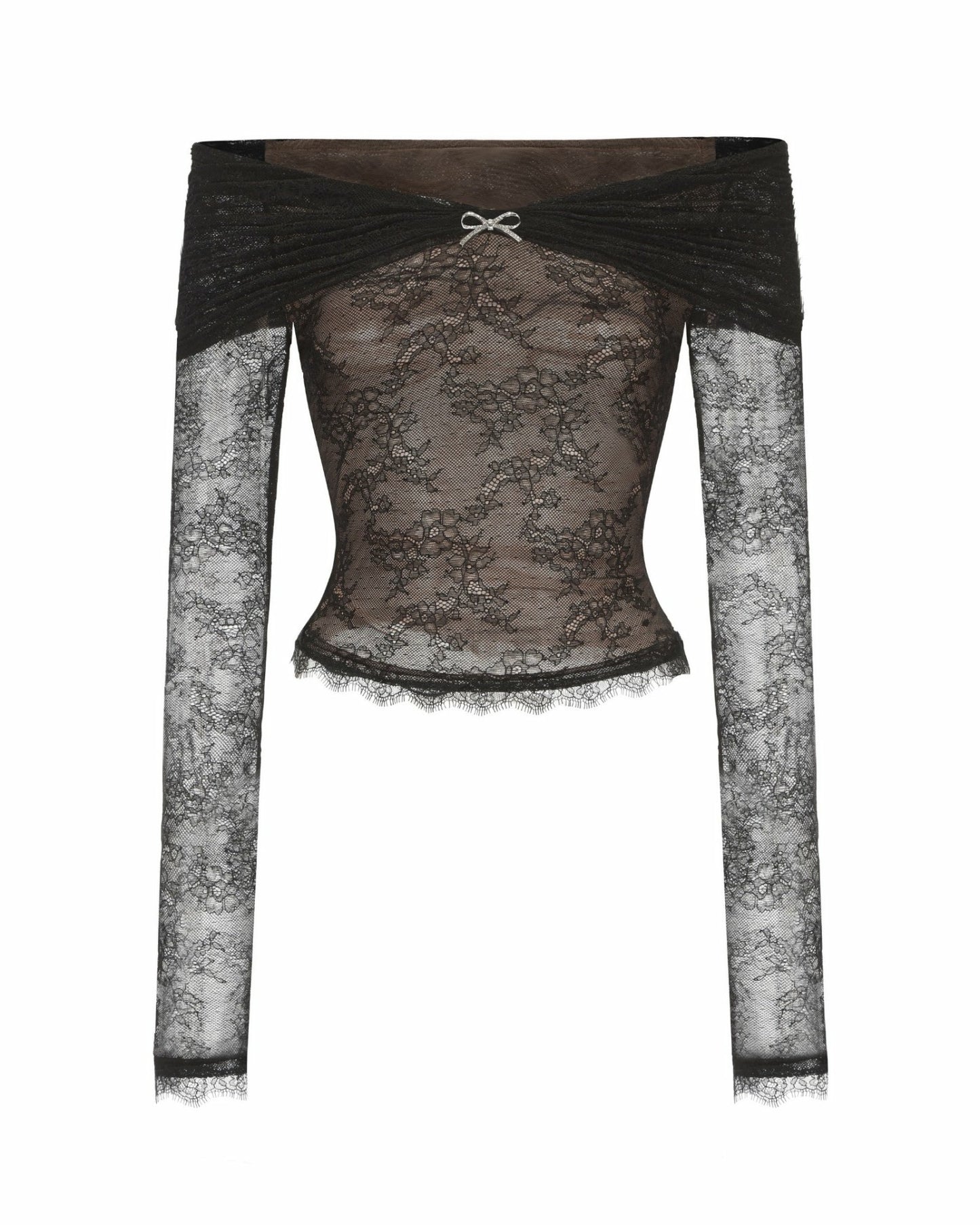 Nana Jacqueline Evelina Top: Black Lace Top for Date Night Black