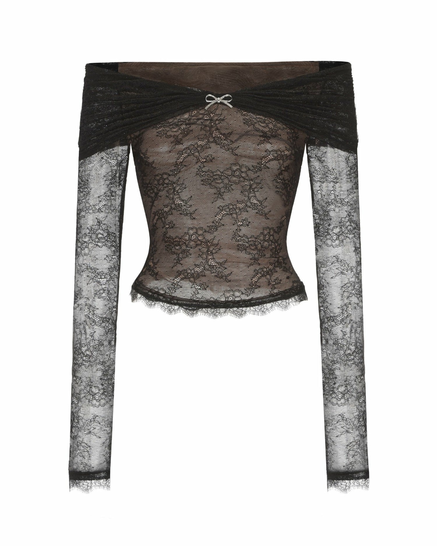 Nana Jacqueline Evelina Top: Black Lace Top for Date Night Black
