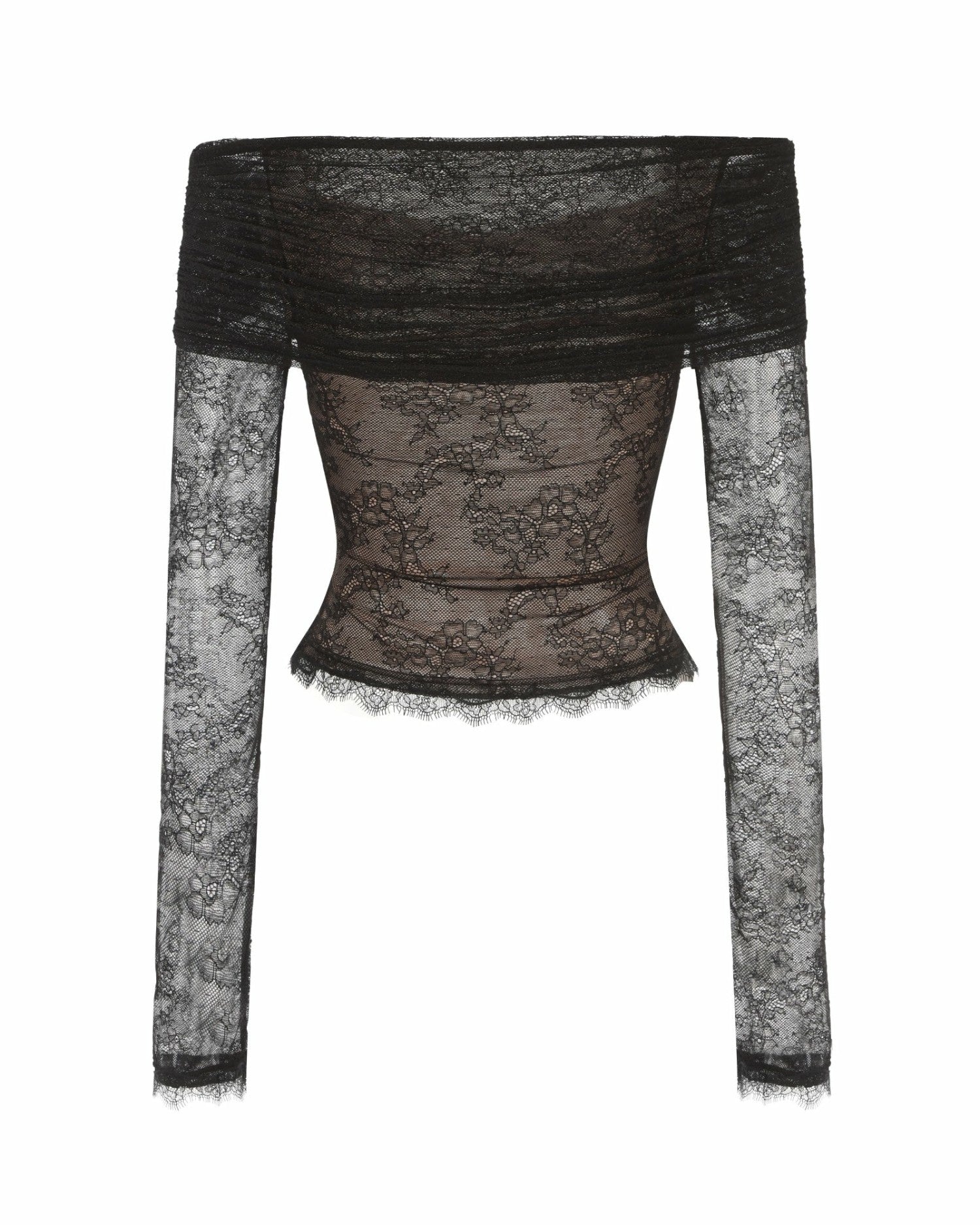 Nana Jacqueline Evelina Top: Black Lace Top for Date Night Black
