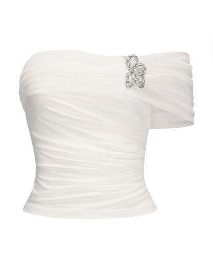 Nana Jacqueline Marlene Top: White Mini Dress for Bridal Shower White