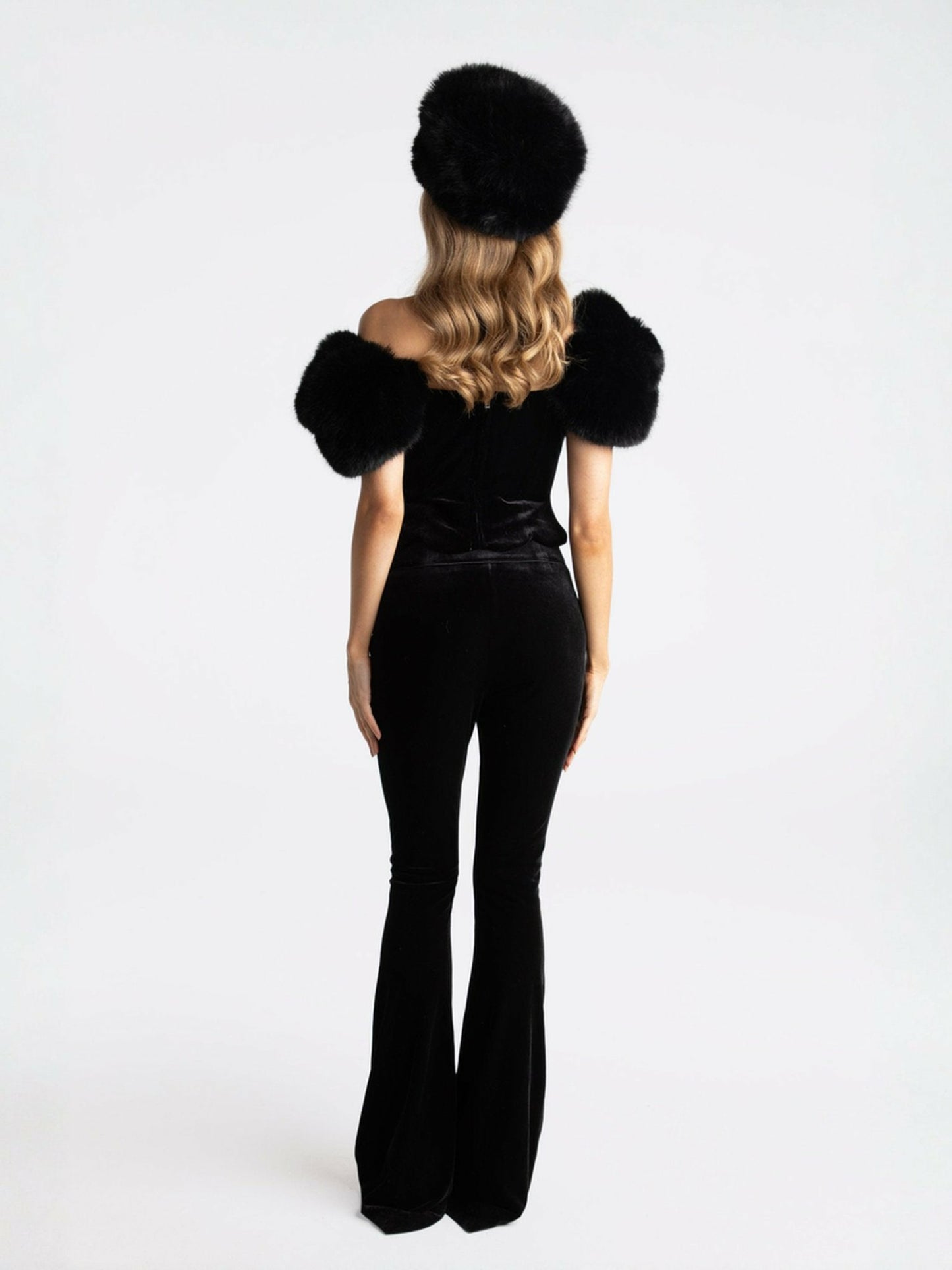 Nana Jacqueline Alicia Velvet Top: Black Velvet Top for Cocktail Party Black