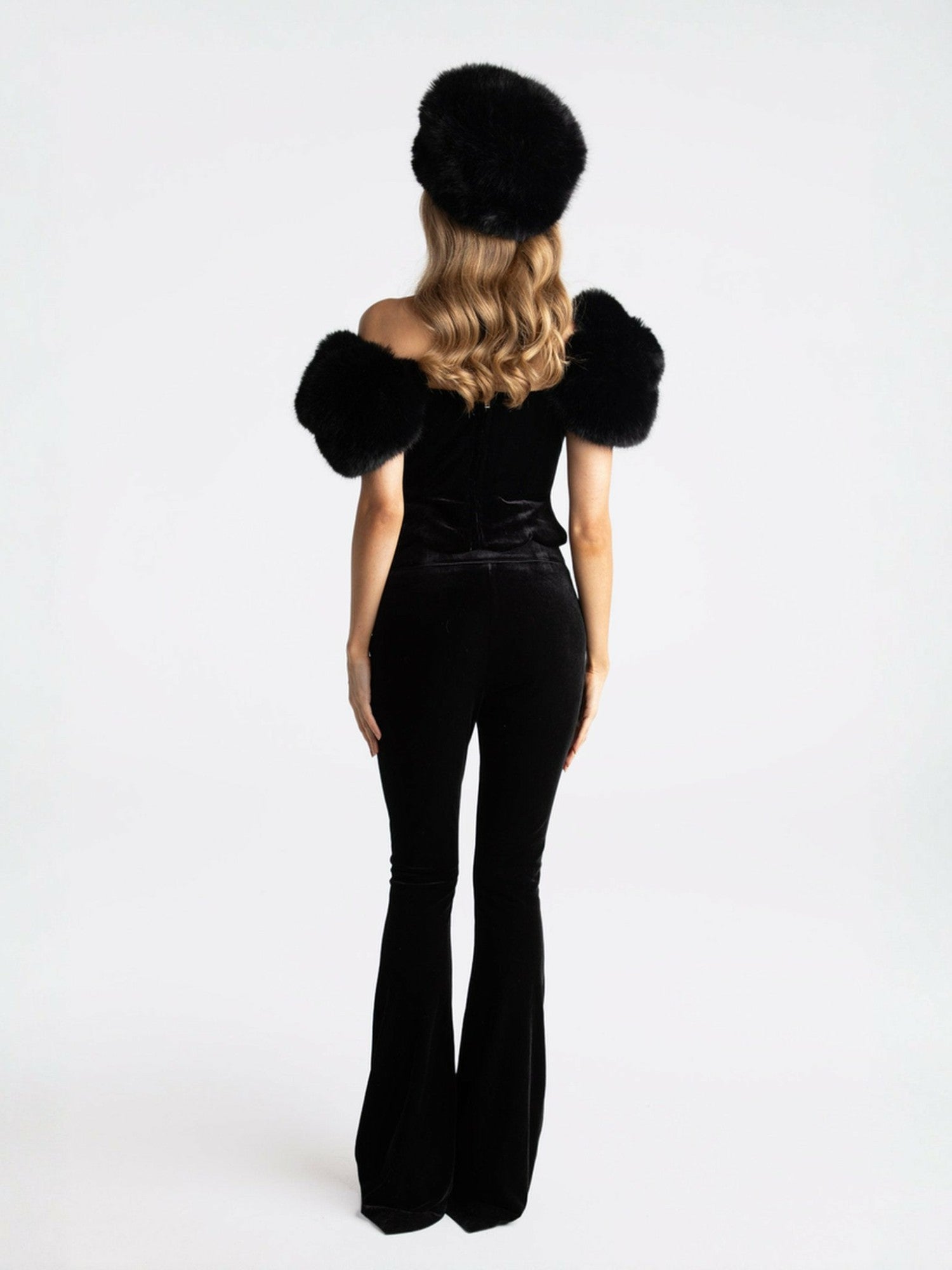 Nana Jacqueline Alicia Velvet Top: Black Velvet Top for Cocktail Party Black