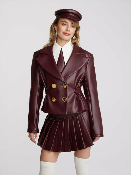 Nana Jacqueline Mirabel Faux Leather Jacket: Brown Jacket for Date Night Brown