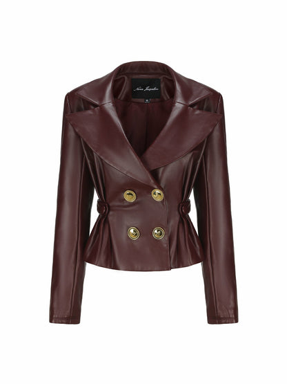 Nana Jacqueline Mirabel Faux Leather Jacket: Brown Jacket for Date Night Brown