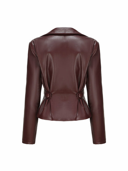Nana Jacqueline Mirabel Faux Leather Jacket: Brown Jacket for Date Night Brown