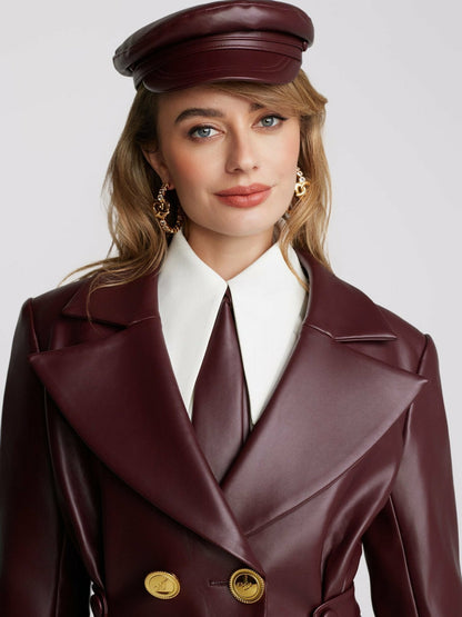 Nana Jacqueline Mirabel Faux Leather Jacket: Brown Jacket for Date Night Brown