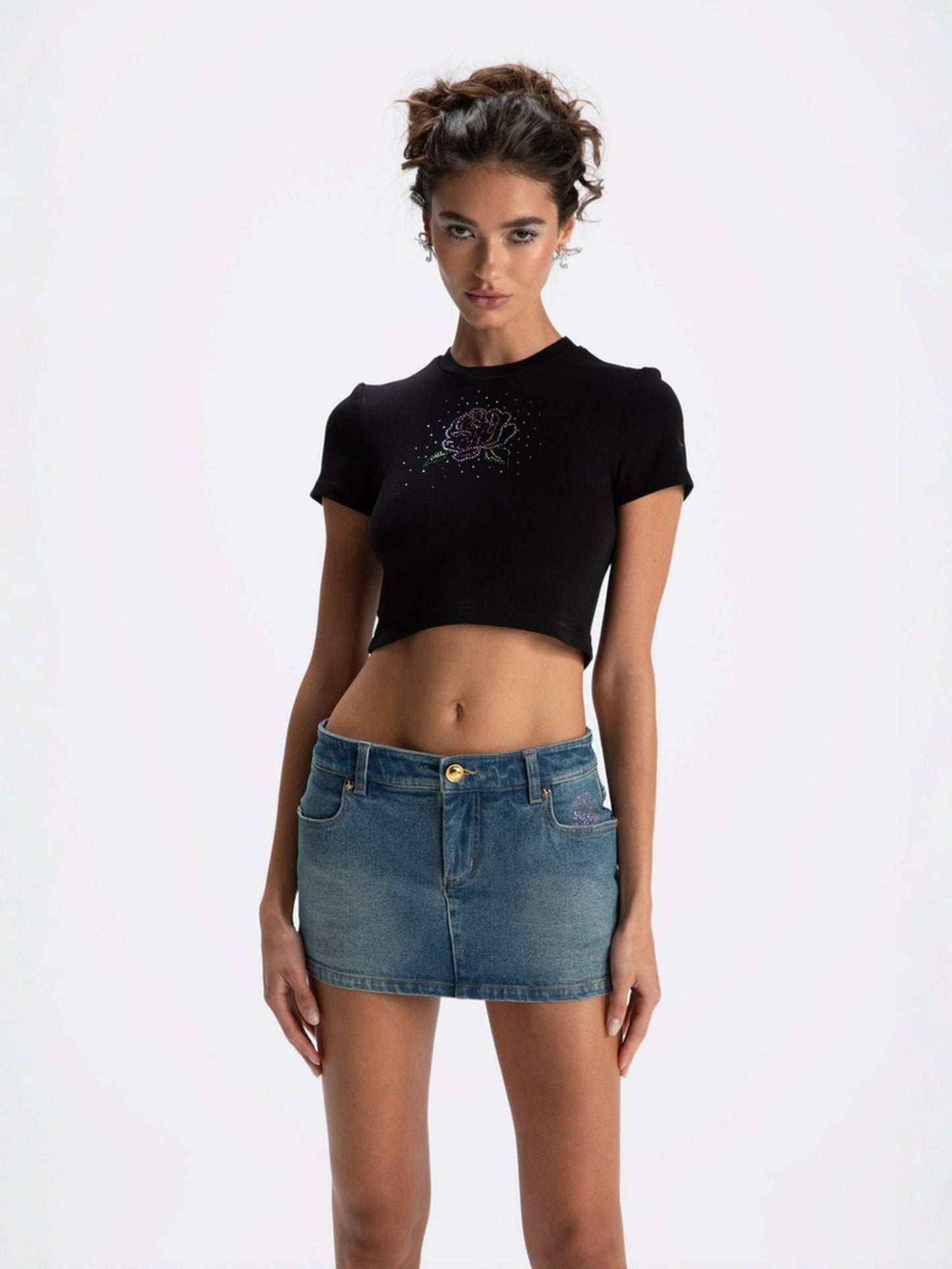 Nana Jacqueline Elle Baby Tee: Black Baby Tee for Casual Luxury Daytime Outfit Black