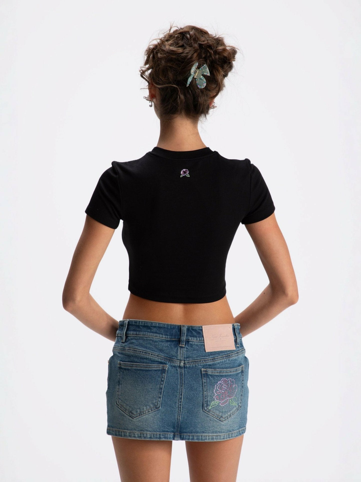 Nana Jacqueline Elle Baby Tee: Black Baby Tee for Casual Luxury Daytime Outfit Black